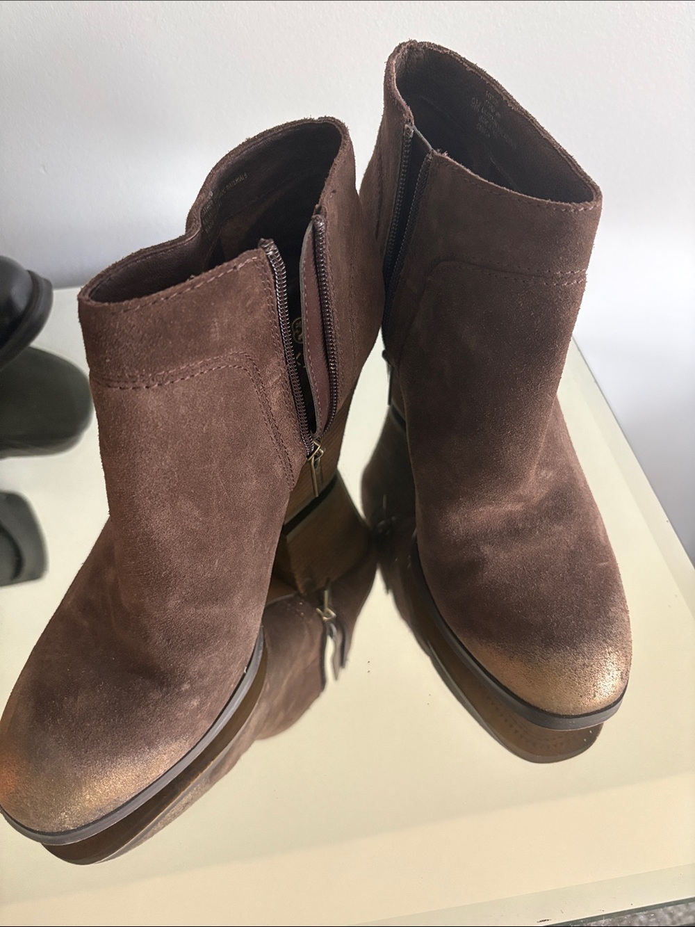 Isola Brown Suede Ankle Booties with Side Zip